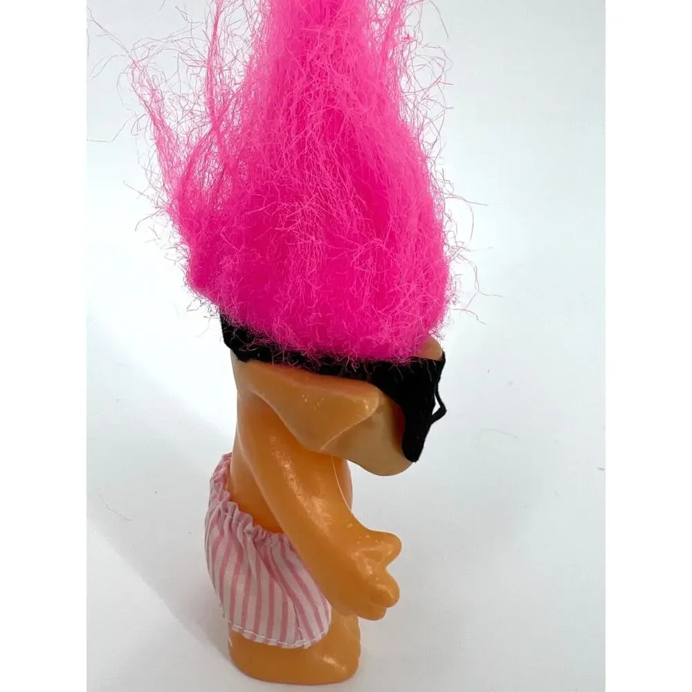Vintage Korea Lucky Troll Doll Boxer Shorts Mask Pink Hair Brown Eyes